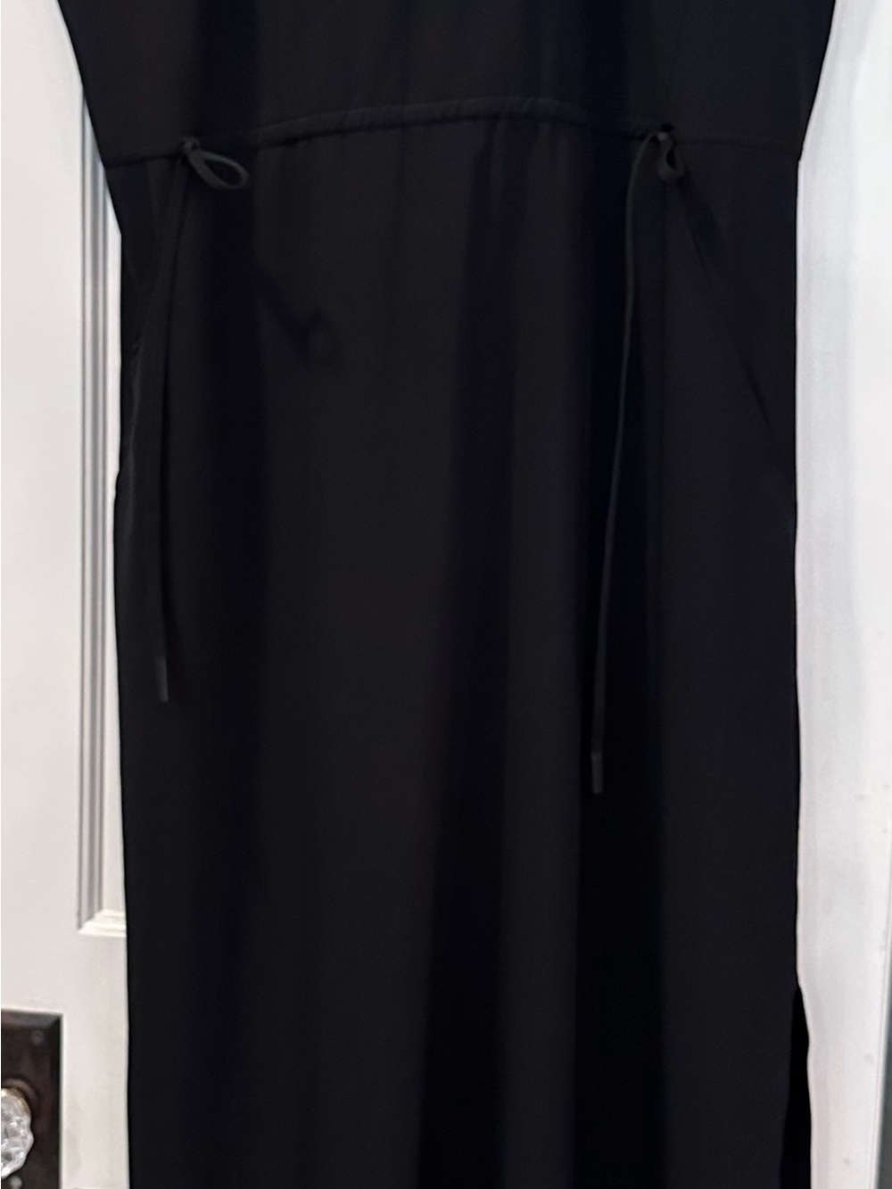 Athleta Black Sleeveless V-Neck Maxi Dress with Waist Tie - Picture 5 of 7